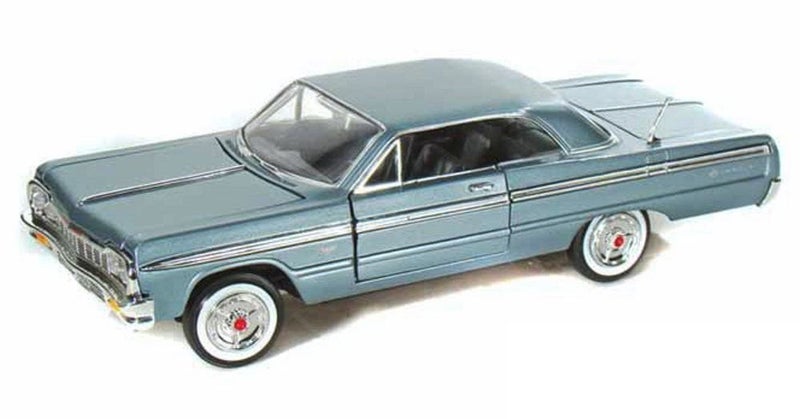 Motor Max New 1:24 Display American Classics - Blue 1964 Chevrolet Impala Hardtop Diecast Model Car - Image 1